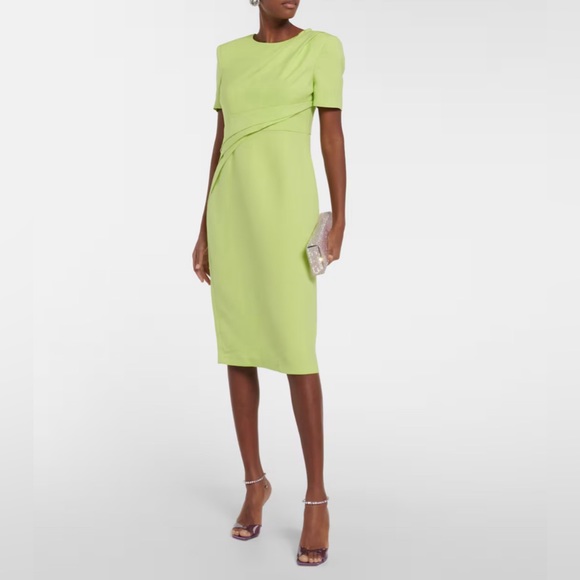 ROLAND MOURET Gathered wool and silk midi dress - Picture 3 of 11